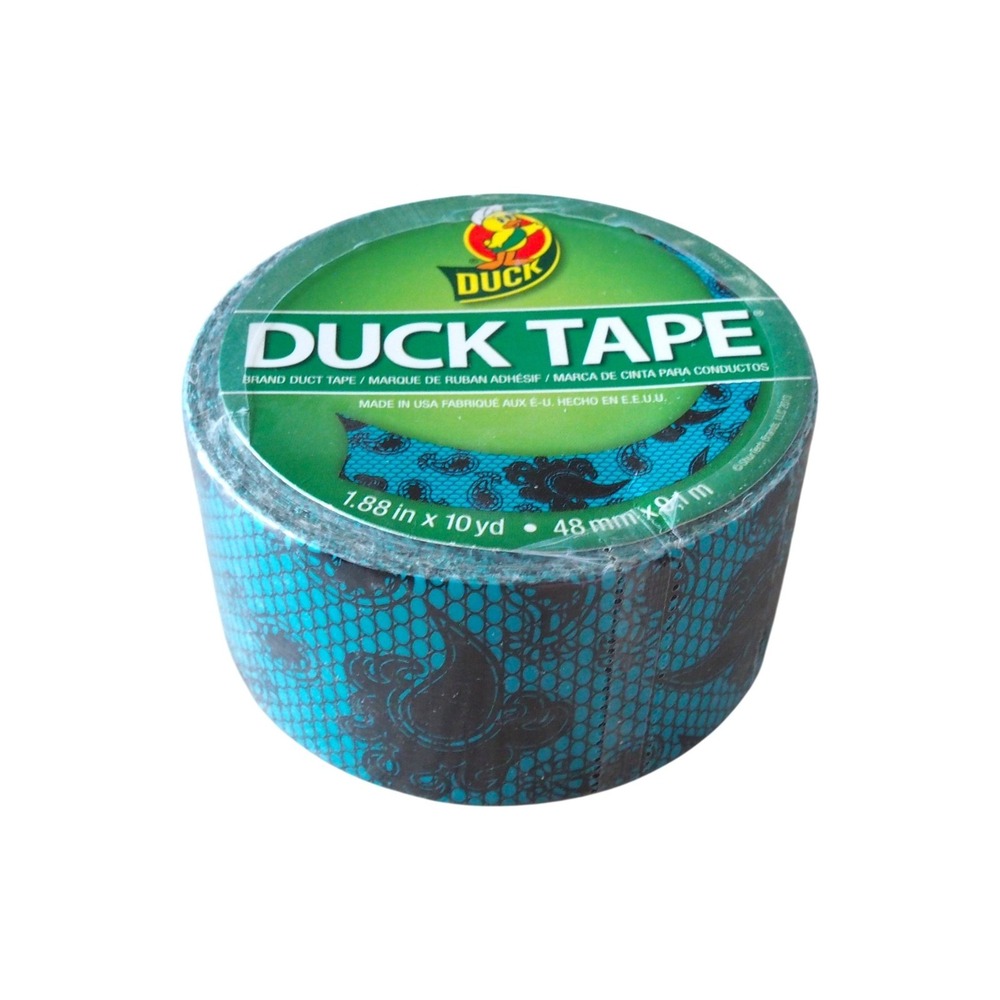 Rare NEW Duck Brand Teal Paisley Lace Printed Duct Tape Crafting DIY